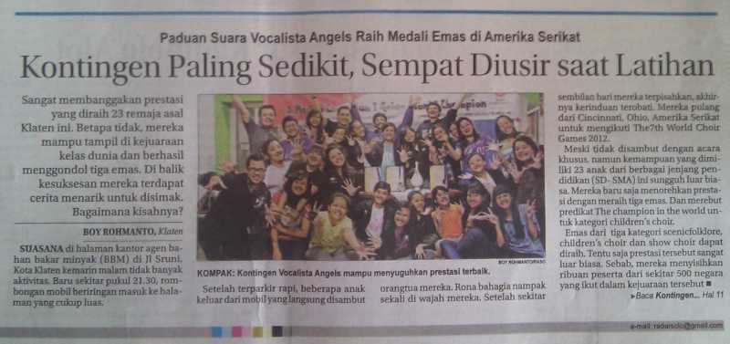 Pemberitaan kemenangan vocalista angels di koran Jawa Pos#|#|#|||0